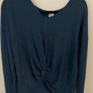 Blue front tie shirt